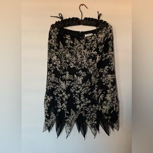 Papell Boutique Black and Cream Polyester & Silk Skirt